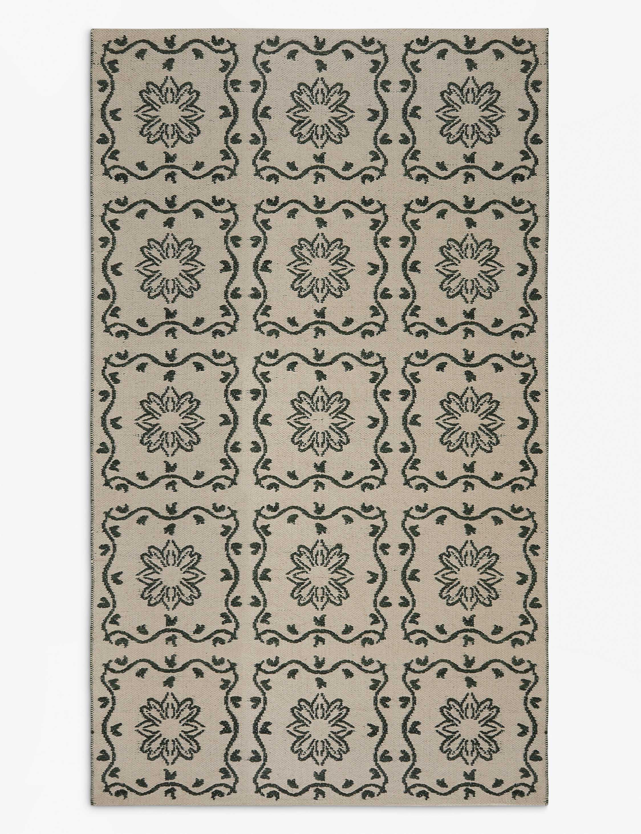 Halstead Indoor / Outdoor Rug Swatch, Ivory and Emerald - Image 4